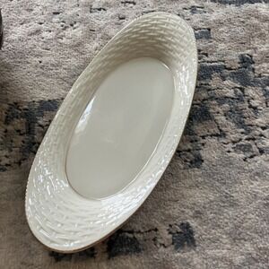 Vintage, Lenox USA Basketweave Serving Platter Hand Decorated With 24k Gold Trim